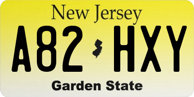 NJ license plate A82HXY