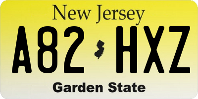 NJ license plate A82HXZ