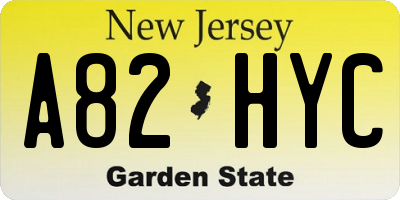 NJ license plate A82HYC