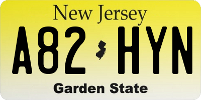 NJ license plate A82HYN