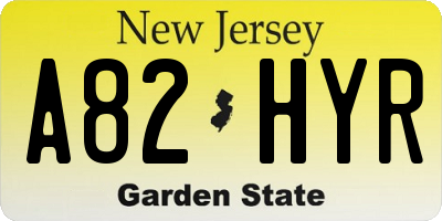 NJ license plate A82HYR