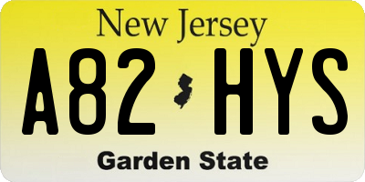 NJ license plate A82HYS