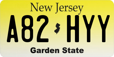 NJ license plate A82HYY