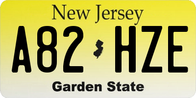NJ license plate A82HZE