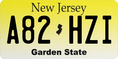NJ license plate A82HZI