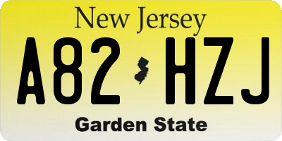 NJ license plate A82HZJ