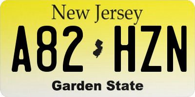 NJ license plate A82HZN