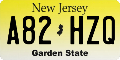 NJ license plate A82HZQ