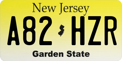 NJ license plate A82HZR