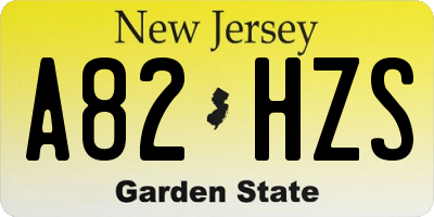 NJ license plate A82HZS