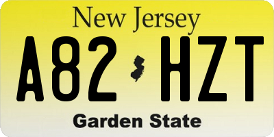 NJ license plate A82HZT