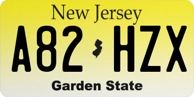 NJ license plate A82HZX