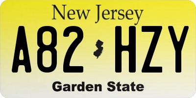 NJ license plate A82HZY