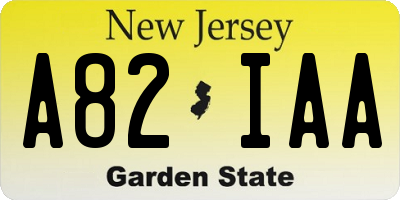 NJ license plate A82IAA