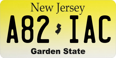 NJ license plate A82IAC