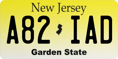 NJ license plate A82IAD