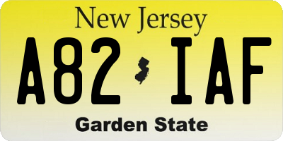 NJ license plate A82IAF