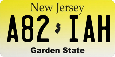 NJ license plate A82IAH