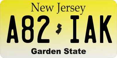NJ license plate A82IAK