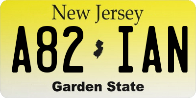 NJ license plate A82IAN