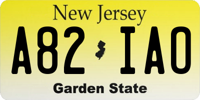 NJ license plate A82IAO