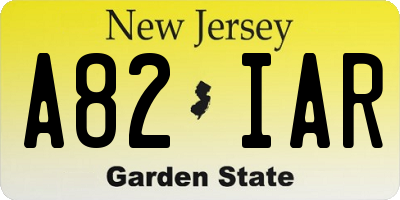 NJ license plate A82IAR