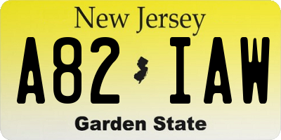 NJ license plate A82IAW