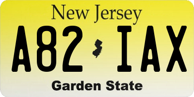 NJ license plate A82IAX