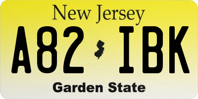 NJ license plate A82IBK