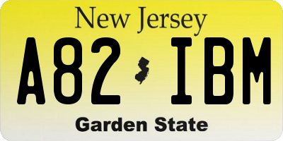 NJ license plate A82IBM