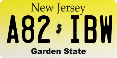 NJ license plate A82IBW