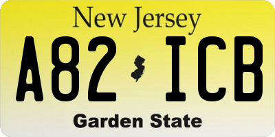 NJ license plate A82ICB
