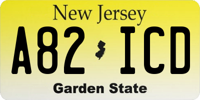 NJ license plate A82ICD