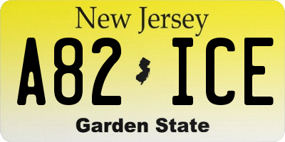 NJ license plate A82ICE