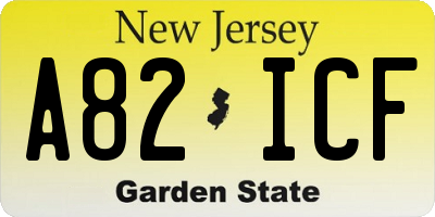 NJ license plate A82ICF