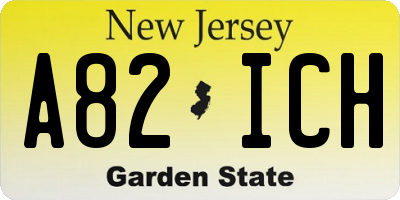 NJ license plate A82ICH