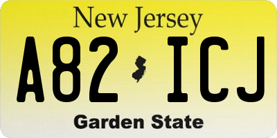 NJ license plate A82ICJ