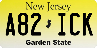 NJ license plate A82ICK