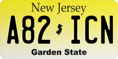 NJ license plate A82ICN