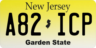 NJ license plate A82ICP