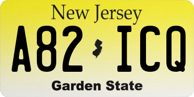 NJ license plate A82ICQ