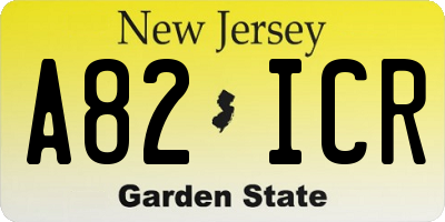NJ license plate A82ICR