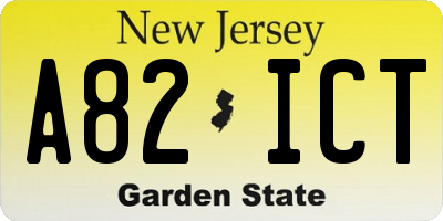 NJ license plate A82ICT