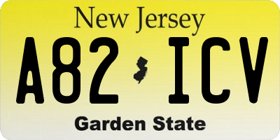 NJ license plate A82ICV