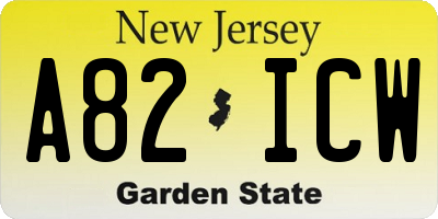 NJ license plate A82ICW