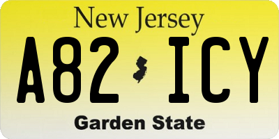 NJ license plate A82ICY