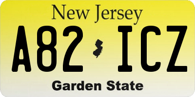 NJ license plate A82ICZ