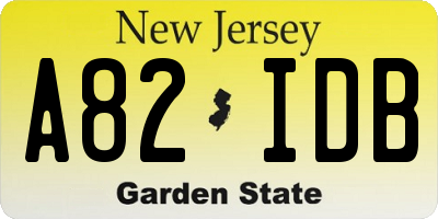 NJ license plate A82IDB