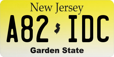 NJ license plate A82IDC