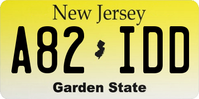 NJ license plate A82IDD